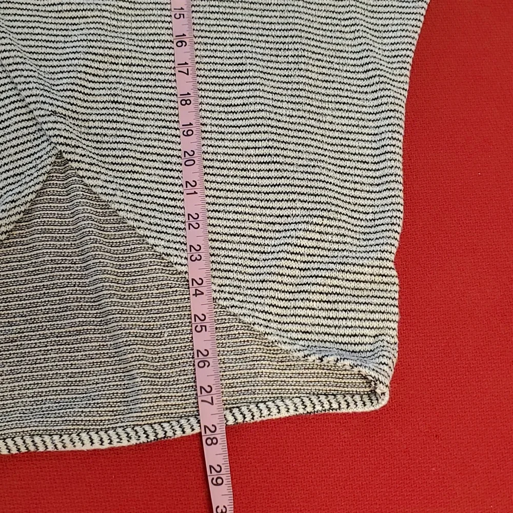 Cowl neck wrap across lightweight striped long sleeve sweater top Small - Picture 4 of 8